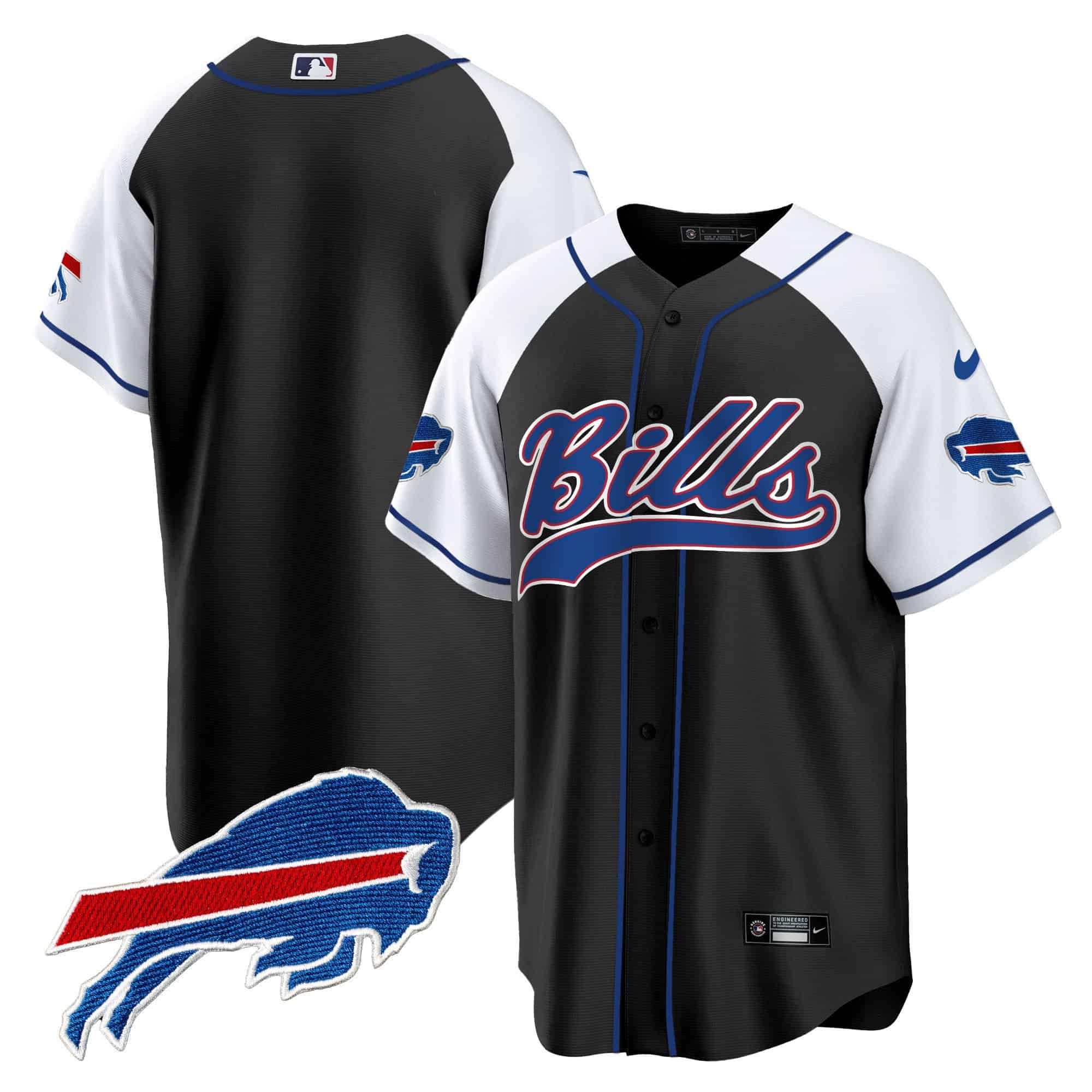Men Buffalo Bills Blank Black 2024 Nike Baseball Game NFL Jersey style 1->customized nfl jersey->Custom Jersey